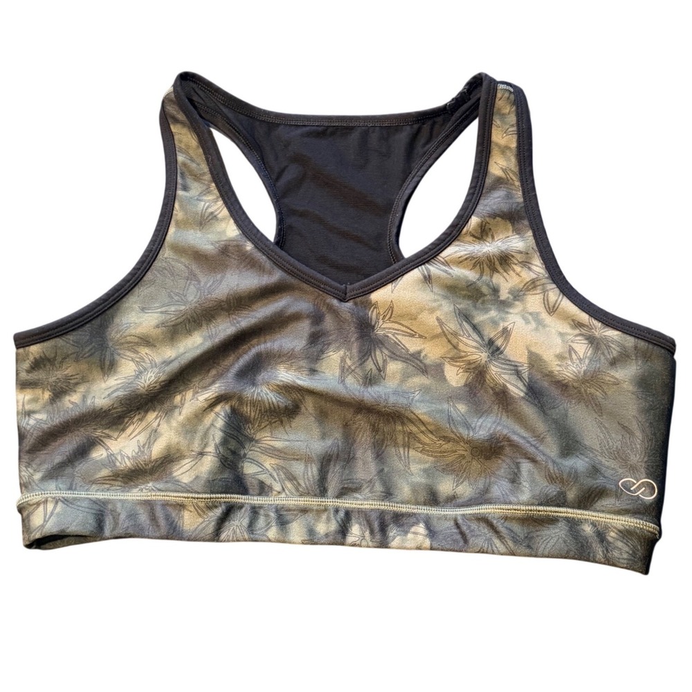 Calia by Carrie Underwood Green Floral Camo Racerback Sports Bra XL RN104141